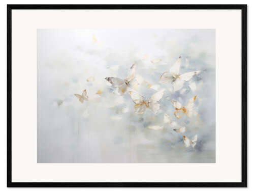 Framed art print Butterflies in Blue Mist