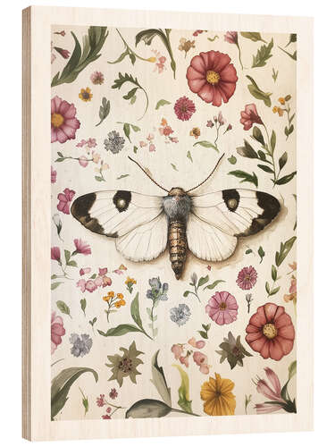 Wood print Botanical Butterfly VI