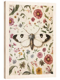 Wood print Botanical Butterfly VI