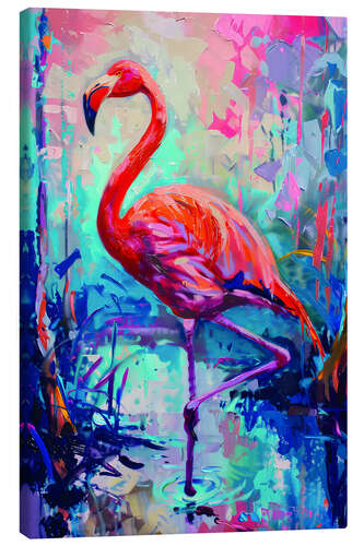 Stampa su tela Neon Flamingo