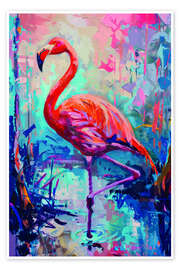 Wall print Neon Flamingo - LSR Design Studio