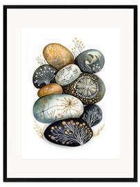 Gerahmter Kunstdruck Kieselsteinkunst I