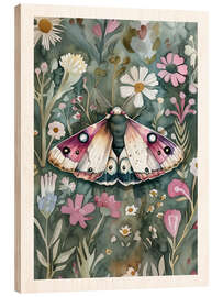 Wood print Botanical Butterfly IX