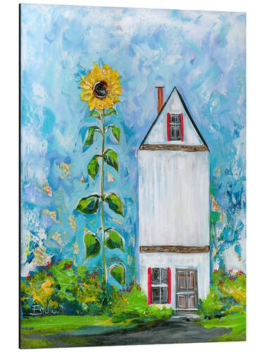 Obraz na aluminium Giant Sunflower and House