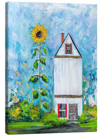 Canvas print Giant Sunflower and House - Estelle Grengs