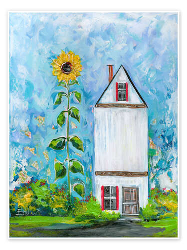 Póster Giant Sunflower and House
