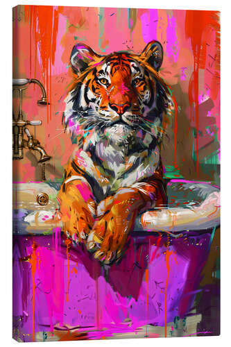 Leinwandbild Badender Tiger