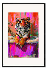 Gerahmter Kunstdruck Badender Tiger