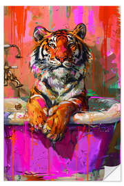 Självhäftande poster Bathing Tiger