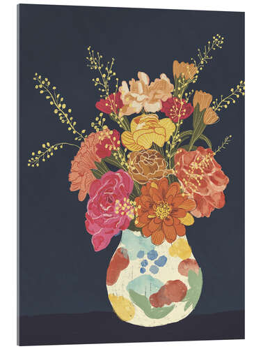 Stampa su vetro acrilico Flowers on Blue