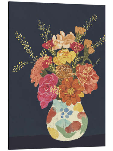 Aluminium print Flowers on Blue