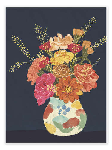 Poster Blumen auf Blau