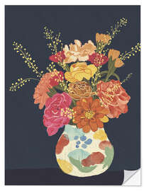 Selvklebende plakat Flowers on Blue