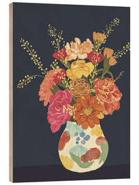 Tableau en bois Flowers on Blue