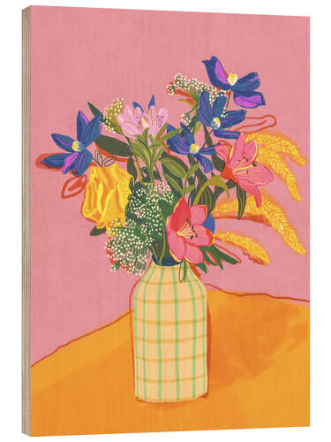 Hout print Summer bouquet