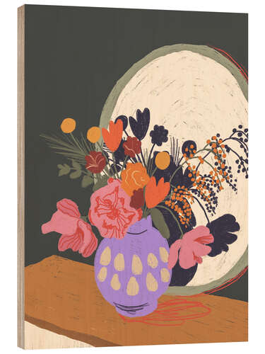 Wood print Flowers in the mirror