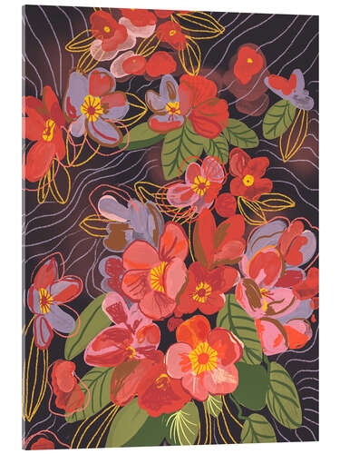 Acrylglasbild Rote Blüten