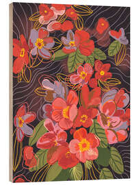 Wood print Red blossom
