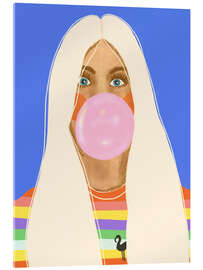 Tableau en verre acrylique Bubble gum - Gigi Rosado