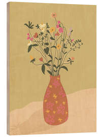 Wood print Wild flowers