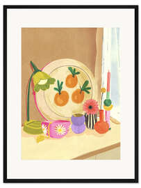 Gerahmter Kunstdruck Oranges Stillleben