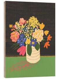 Tableau en bois Flowers on Black - Gigi Rosado