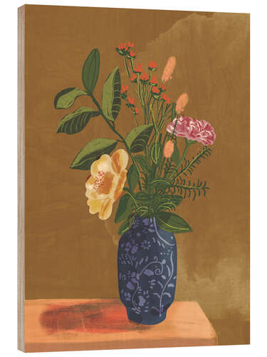 Wood print Tea rose