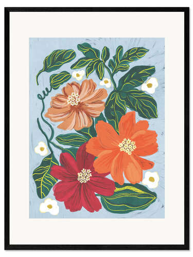 Ingelijste kunstdruk Painted flowers