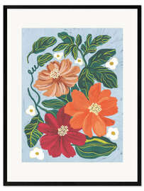 Ingelijste kunstdruk Painted flowers