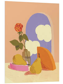 Hartschaumbild Rose und Birnen