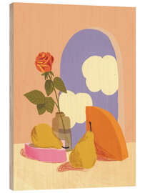 Wood print Rose and pears - Gigi Rosado