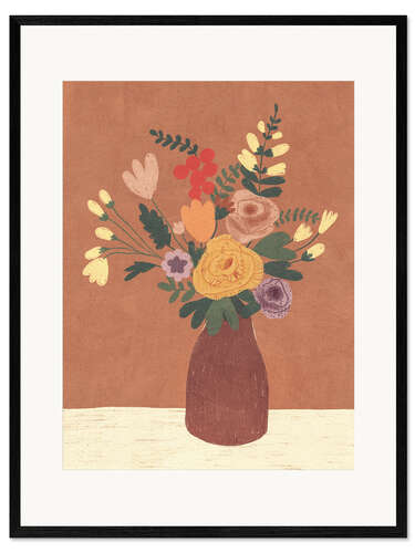 Gerahmter Kunstdruck Brauner Blumenstrauß