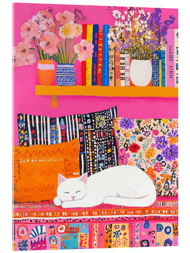 Acrylic print Afternoon nap on vintage sofa
