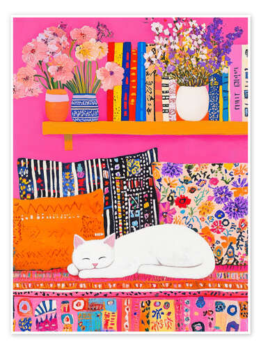 Plakat Afternoon nap on vintage sofa
