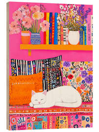 Quadro de madeira Afternoon nap on vintage sofa - DejaReve