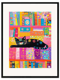 Framed art print Sleeping black kitty - DejaReve