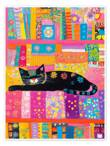Plakat Sleeping black kitty