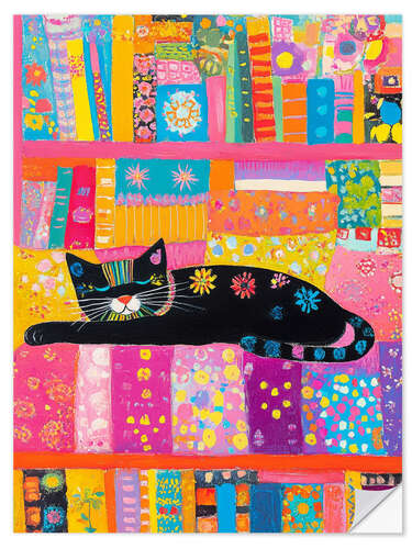 Adesivo murale Sleeping black kitty