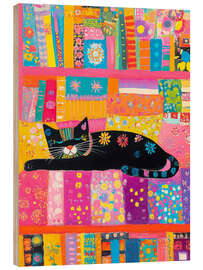 Wood print Sleeping black kitty - DejaReve