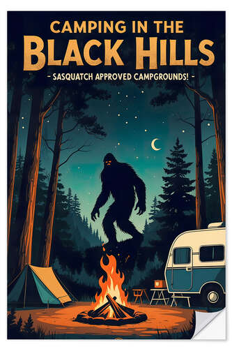 Sticker mural Bigfoot, Camping in the Black Hills