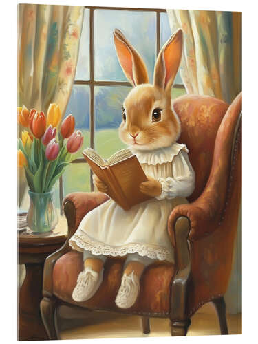 Akrylbillede Easter Bunny Reading Book