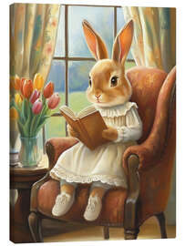 Canvastavla Easter Bunny Reading Book
