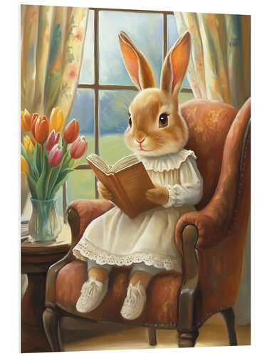 Hartschaumbild Osterhase liest ein Buch