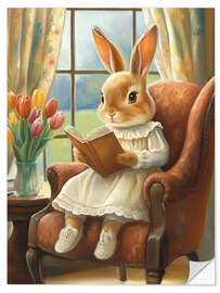 Wall sticker Easter Bunny Reading Book