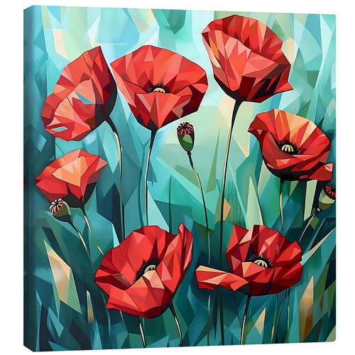 Canvas print Scarlet Poppies on Emerald