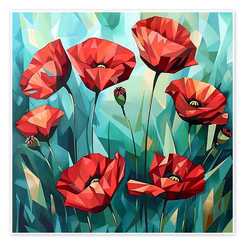 Plakat Scarlet Poppies on Emerald