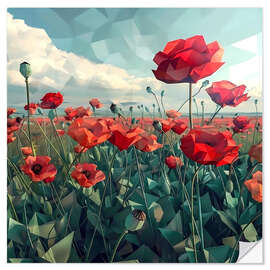 Wandsticker Mohnfeld am Mittag