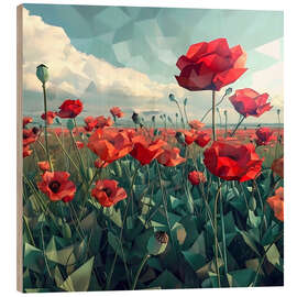 Holzbild Mohnfeld am Mittag