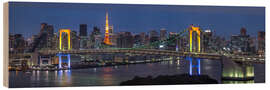Tableau en bois Rainbow Bridge Panorama, Tokyo, Japan - Jan Christopher Becke