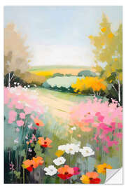 Selvklæbende plakat Blooming Meadow Abstract